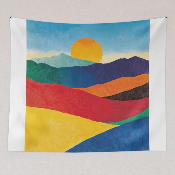 Item preview, Original Paintings by Etel Adnan, Etel Adnan Color Landscape Art designed and sold by OilArtLittle.