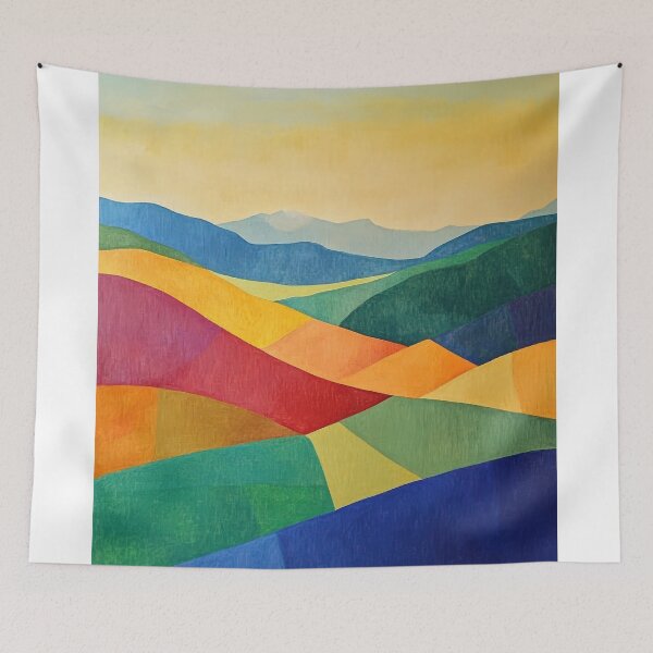 Item preview, Original Paintings by Etel Adnan, Etel Adnan Color Landscape Art designed and sold by OilArtLittle.