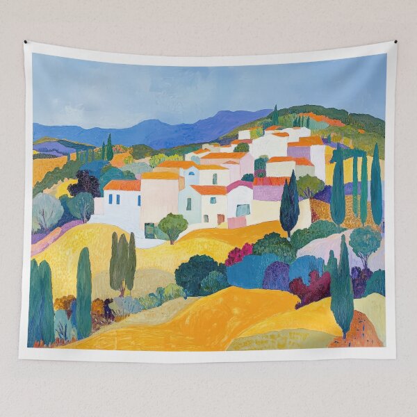 Item preview, Original Paintings by Etel Adnan, Etel Adnan Color Landscape Art designed and sold by OilArtLittle.