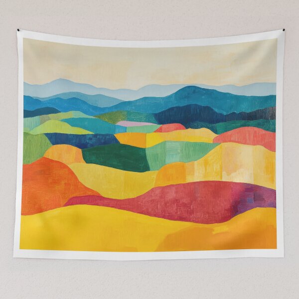 Item preview, Original Paintings by Etel Adnan, Etel Adnan Color Landscape Art designed and sold by OilArtLittle.