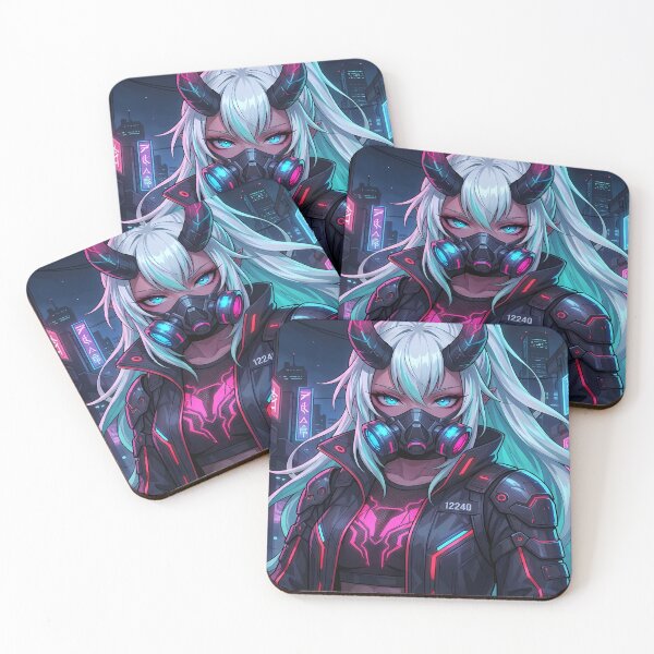 Item preview, Cyberpunk Anime Girl with Horns designed and sold by ChiqueAvenue.