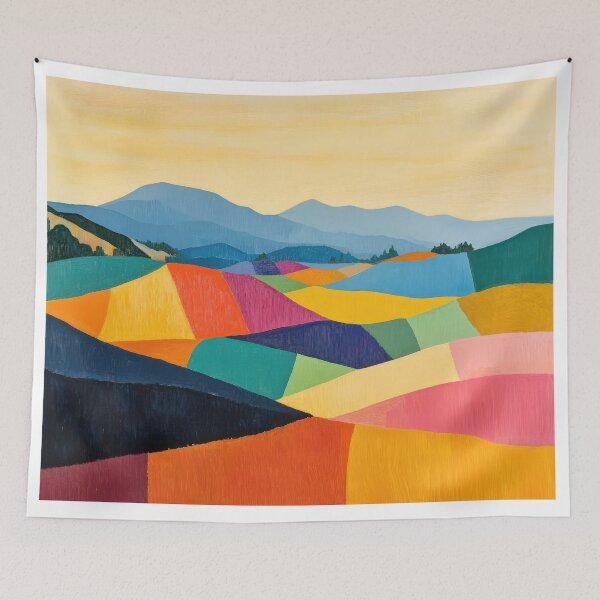 Item preview, Original Paintings by Etel Adnan, Etel Adnan Color Landscape Art designed and sold by OilArtLittle.