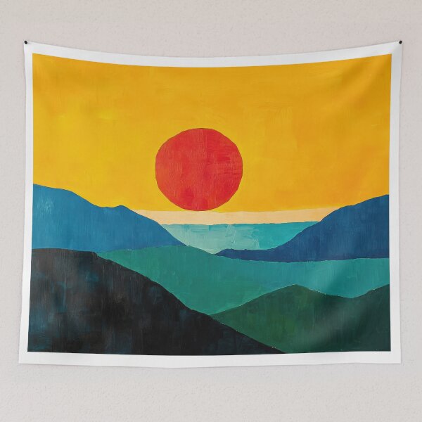 Item preview, Original Paintings by Etel Adnan, Etel Adnan Color Landscape Art designed and sold by OilArtLittle.
