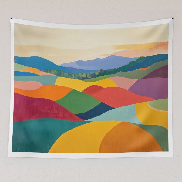 Item preview, Original Paintings by Etel Adnan, Etel Adnan Color Landscape Art designed and sold by OilArtLittle.