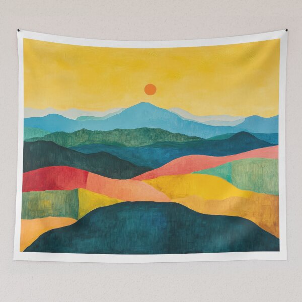 Item preview, Original Paintings by Etel Adnan, Etel Adnan Color Landscape Art designed and sold by OilArtLittle.