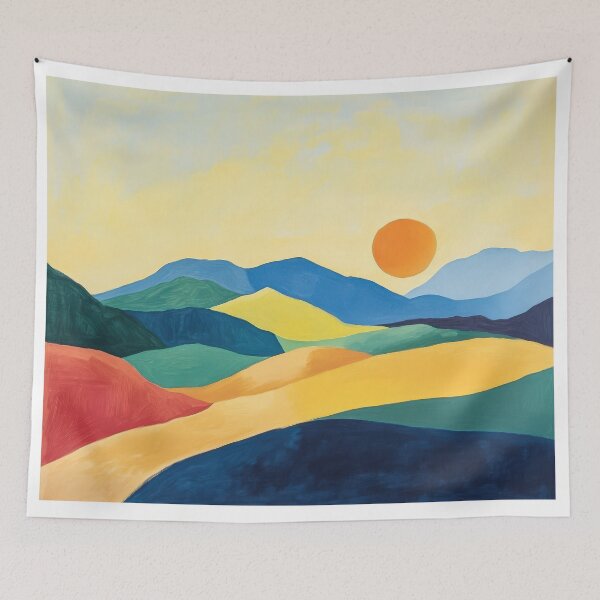 Item preview, Original Paintings by Etel Adnan, Etel Adnan Color Landscape Art designed and sold by OilArtLittle.