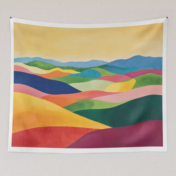 Item preview, Original Paintings by Etel Adnan, Etel Adnan Color Landscape Art designed and sold by OilArtLittle.