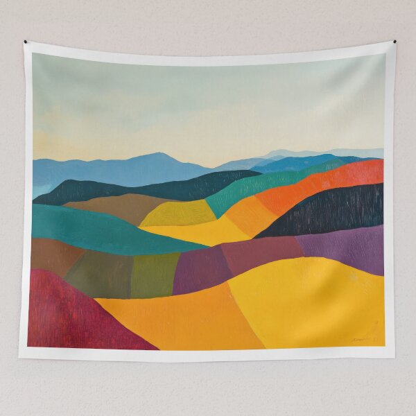 Item preview, Original Paintings by Etel Adnan, Etel Adnan Color Landscape Art designed and sold by OilArtLittle.