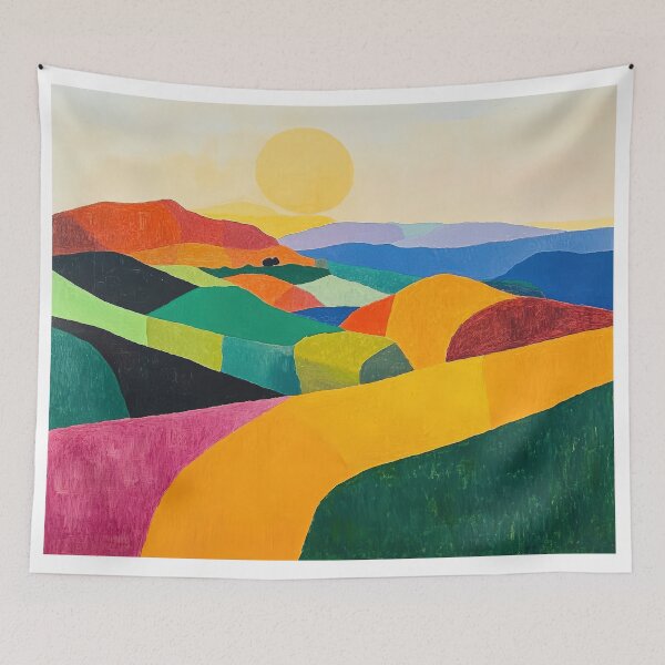 Item preview, Original Paintings by Etel Adnan, Etel Adnan Color Landscape Art designed and sold by OilArtLittle.