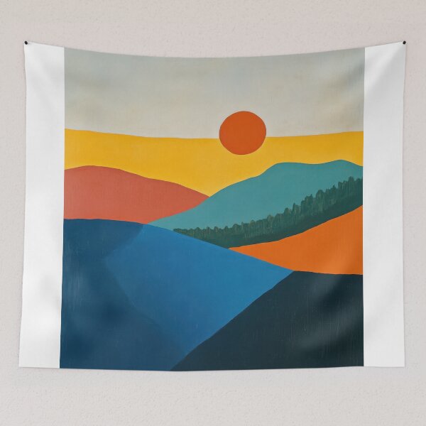 Item preview, Original Paintings by Etel Adnan, Etel Adnan Color Landscape Art designed and sold by OilArtLittle.