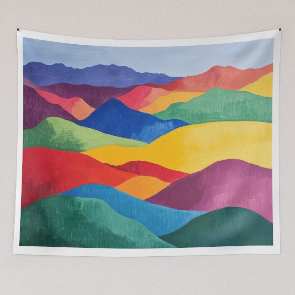 Item preview, Original Paintings by Etel Adnan, Etel Adnan Color Landscape Art designed and sold by OilArtLittle.
