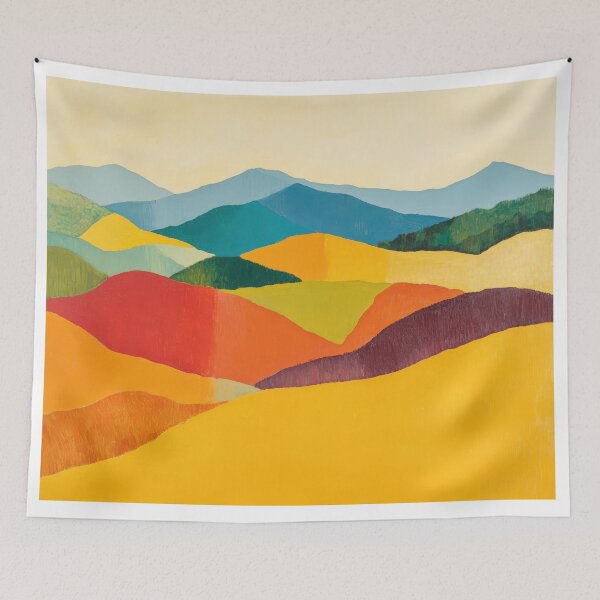 Item preview, Original Paintings by Etel Adnan, Etel Adnan Color Landscape Art designed and sold by OilArtLittle.