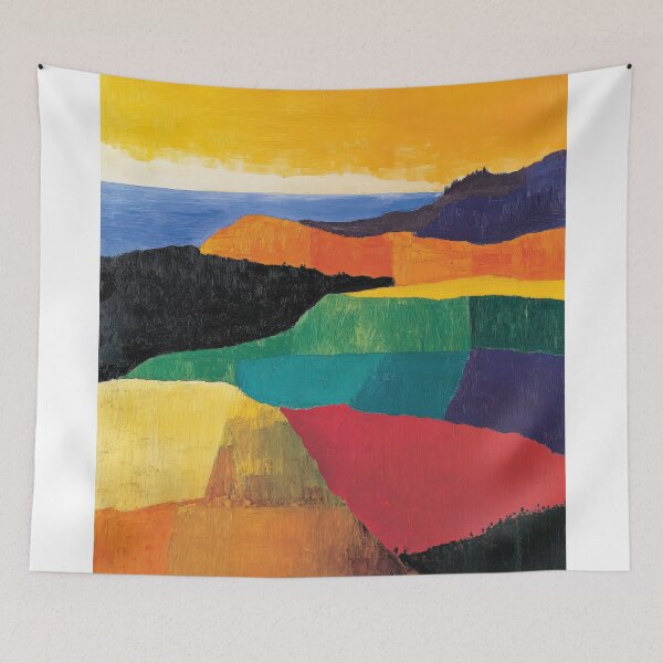 Item preview, Original Paintings by Etel Adnan, Etel Adnan Color Landscape Art designed and sold by OilArtLittle.
