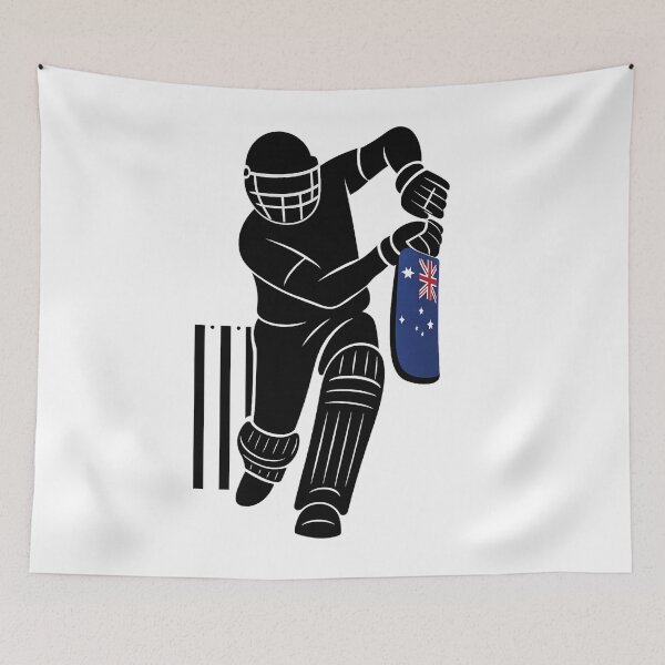 Item preview, Australian Pride Cricket Silhouette – Minimalist Batsman with Australia Flag Bat Design designed and sold by thesmilngnature.