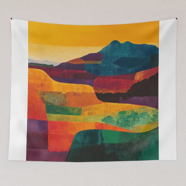 Item preview, Original Paintings by Etel Adnan, Etel Adnan Color Landscape Art designed and sold by OilArtLittle.