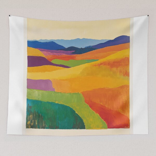 Item preview, Original Paintings by Etel Adnan, Etel Adnan Color Landscape Art designed and sold by OilArtLittle.