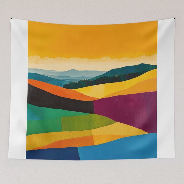 Item preview, Original Paintings by Etel Adnan, Etel Adnan Color Landscape Art designed and sold by OilArtLittle.
