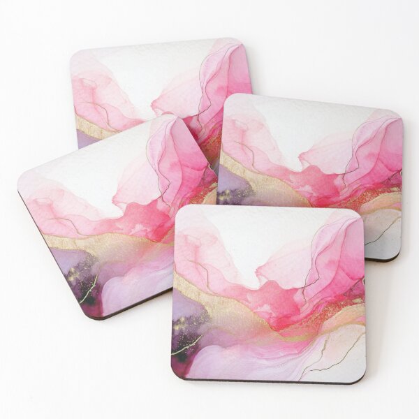 Item preview, DUSTY PINK VINTAGE Fluid art, pink and gold watercolour abstract artwork, blush pink alcohol ink effect, pastel pink floral spring painting  designed and sold by navitalidesign.