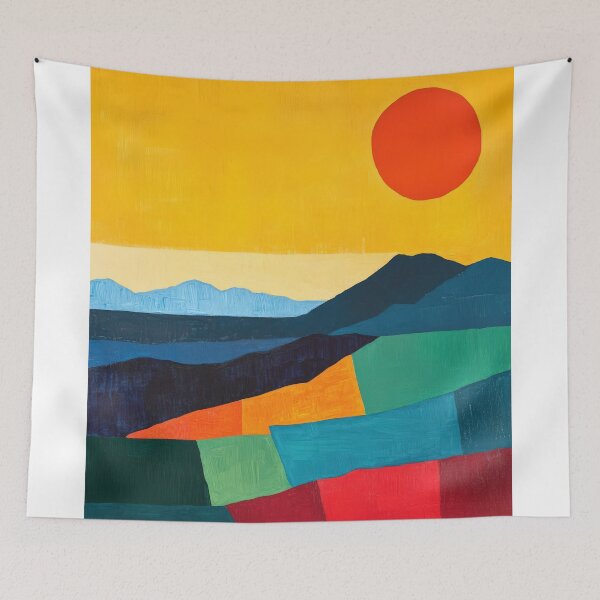 Item preview, Original Paintings by Etel Adnan, Etel Adnan Color Landscape Art designed and sold by OilArtLittle.
