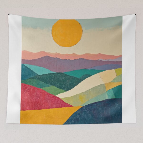 Item preview, Original Paintings by Etel Adnan, Etel Adnan Color Landscape Art designed and sold by OilArtLittle.