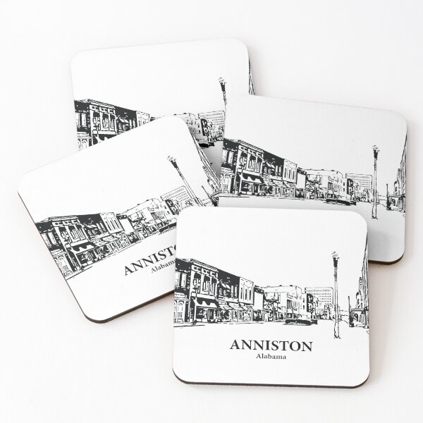 Item preview, Anniston AL - Ink Cityscape Illustration designed and sold by Lakeric Cityscapes.