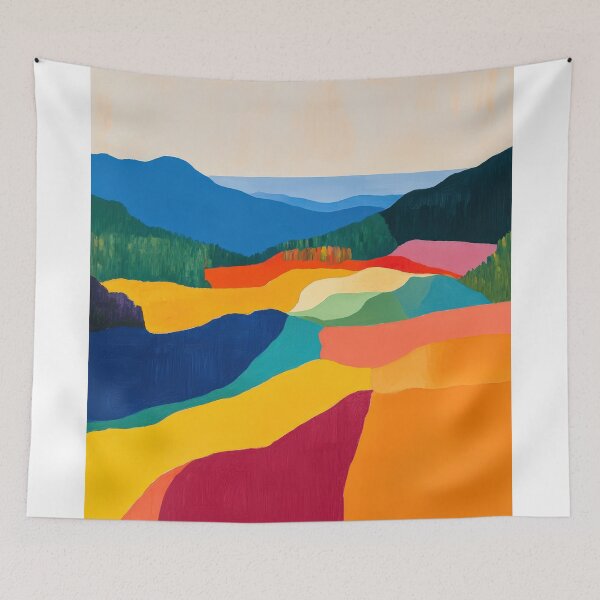Item preview, Original Paintings by Etel Adnan, Etel Adnan Color Landscape Art designed and sold by OilArtLittle.