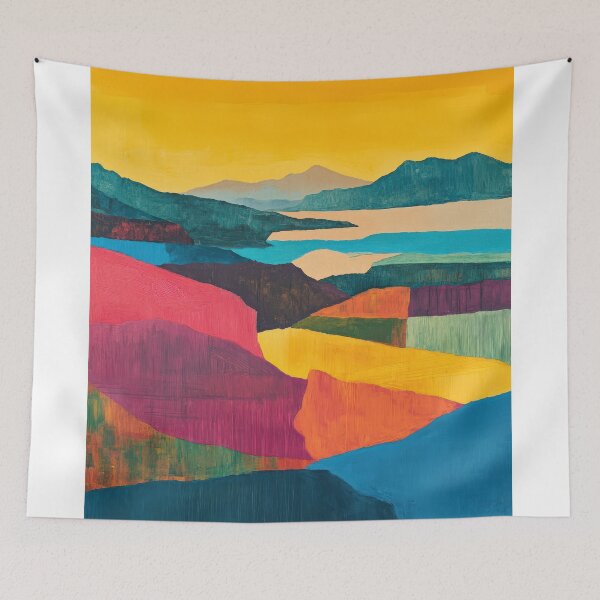 Item preview, Original Paintings by Etel Adnan, Etel Adnan Color Landscape Art designed and sold by OilArtLittle.