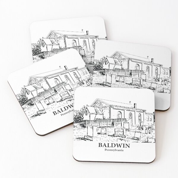 Item preview, Baldwin PA - Ink Cityscape Illustration designed and sold by Lakeric Cityscapes.