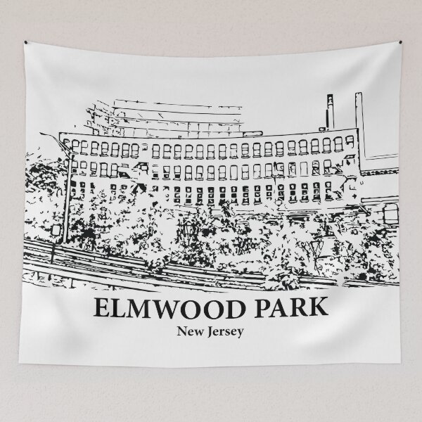 Item preview, Elmwood Park NJ - Ink Cityscape Illustration designed and sold by Lakeric Cityscapes.