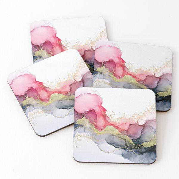 Item preview, PINK gold and black VINTAGE Fluid art, pink and gold watercolour abstract artwork, blush pink alcohol ink effect, pastel pink floral spring painting  designed and sold by navitalidesign.