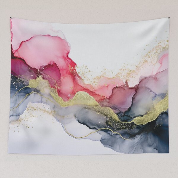 Item preview, PINK gold and black VINTAGE Fluid art, pink and gold watercolour abstract artwork, blush pink alcohol ink effect, pastel pink floral spring painting  designed and sold by navitalidesign.