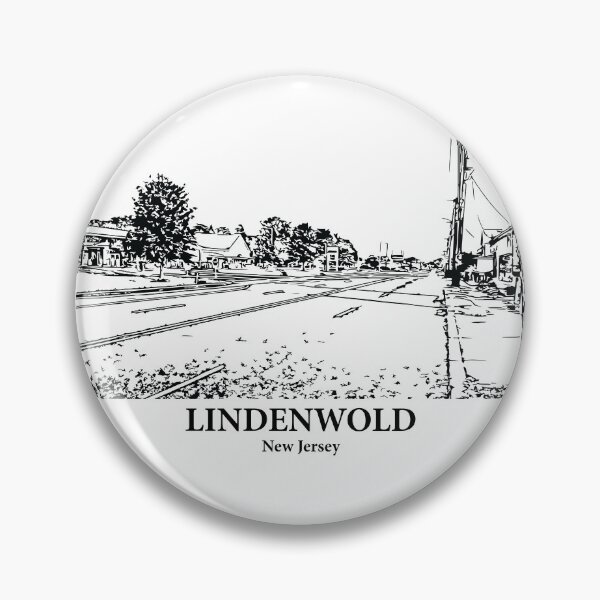 Item preview, Lindenwold NJ - Ink Cityscape Illustration designed and sold by Lakeric Cityscapes.