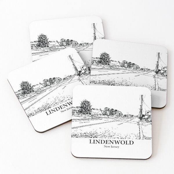 Item preview, Lindenwold NJ - Ink Cityscape Illustration designed and sold by Lakeric Cityscapes.