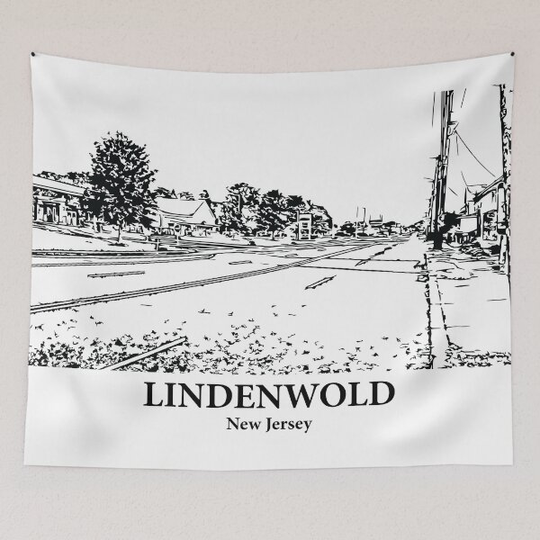 Item preview, Lindenwold NJ - Ink Cityscape Illustration designed and sold by Lakeric Cityscapes.