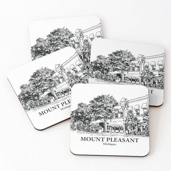 Item preview, Mount Pleasant MI - Ink Cityscape Illustration designed and sold by Lakeric Cityscapes.