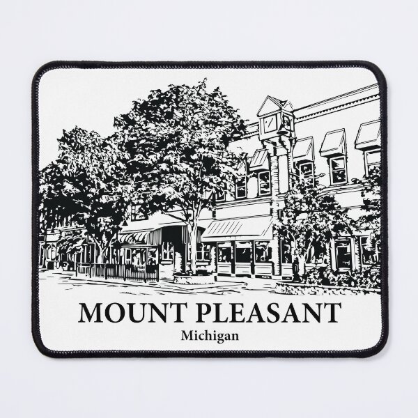Item preview, Mount Pleasant MI - Ink Cityscape Illustration designed and sold by Lakeric Cityscapes.