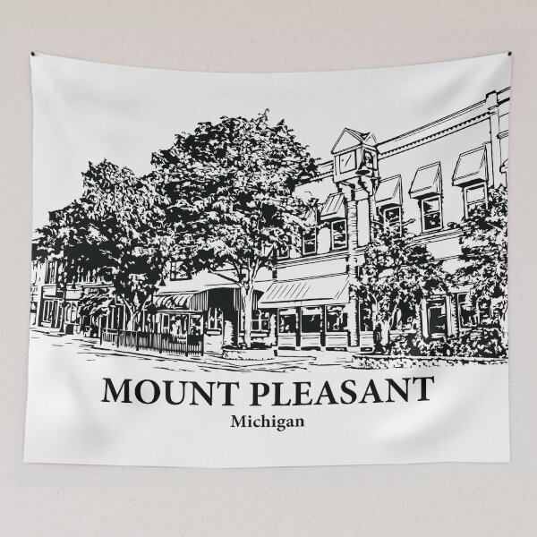 Item preview, Mount Pleasant MI - Ink Cityscape Illustration designed and sold by Lakeric Cityscapes.
