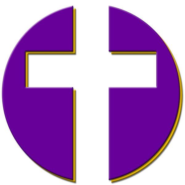 Minimalist Purple and Gold Cross Circle - Modern Christian Symbol Design