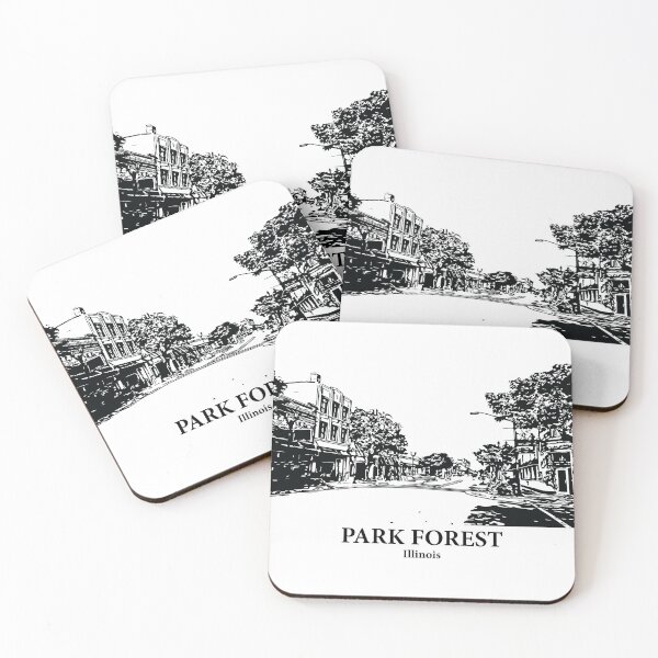 Item preview, Park Forest IL - Ink Cityscape Illustration designed and sold by Lakeric Cityscapes.