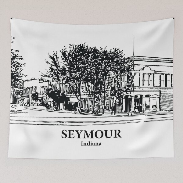 Item preview, Seymour IN - Ink Cityscape Illustration designed and sold by Lakeric Cityscapes.