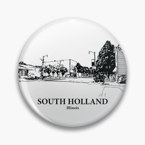 Item preview, South Holland IL - Ink Cityscape Illustration designed and sold by Lakeric Cityscapes.
