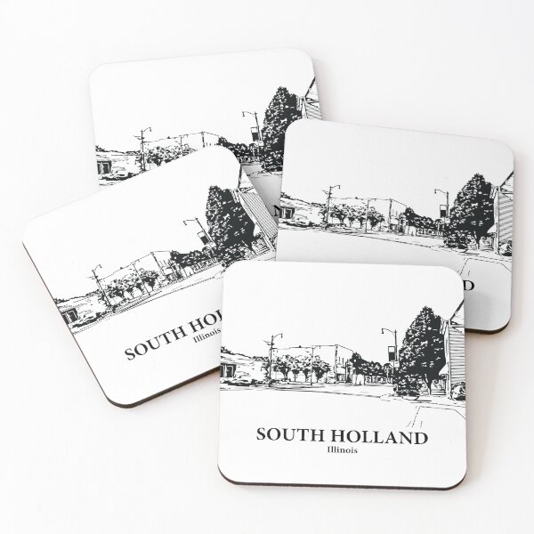 Item preview, South Holland IL - Ink Cityscape Illustration designed and sold by Lakeric Cityscapes.