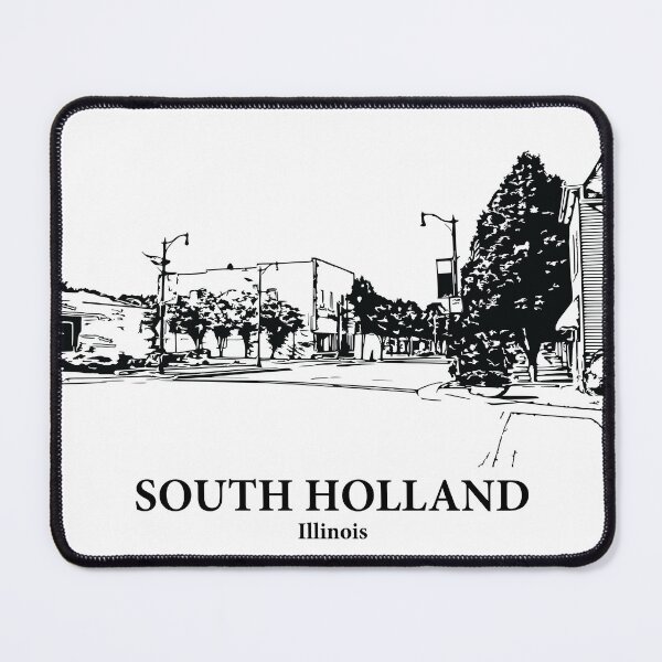 Item preview, South Holland IL - Ink Cityscape Illustration designed and sold by Lakeric Cityscapes.