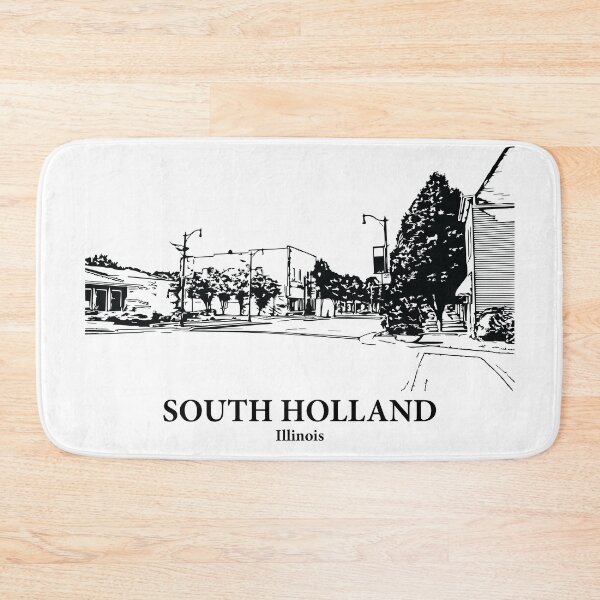 Item preview, South Holland IL - Ink Cityscape Illustration designed and sold by Lakeric Cityscapes.