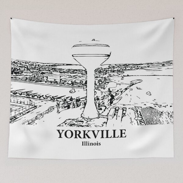 Item preview, Yorkville IL - Ink Cityscape Illustration designed and sold by Lakeric Cityscapes.
