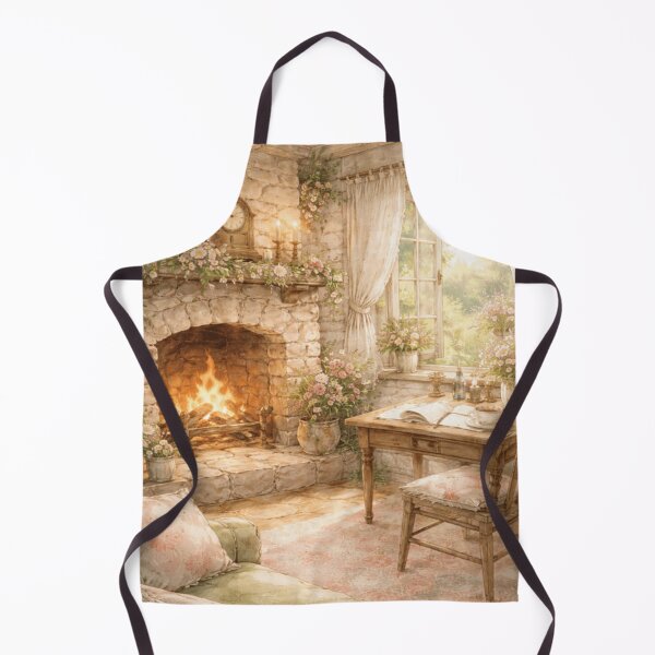 Item preview, Blooming Cottage Fireplace – Cozy Reading Corner Victorian Cottagecore Art designed and sold by ArtFreshStudio.