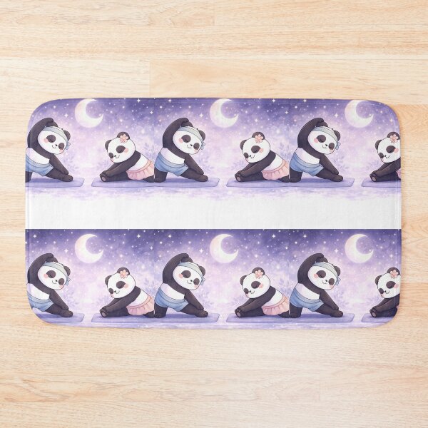 Item preview, Moonlight Stretch Pandas - Kawaii Night Yoga Couple. designed and sold by Lylysun.