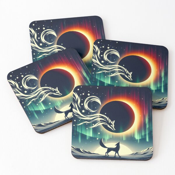 Item preview, Northern Lights Wolf and Fox, Ai Generated Art   designed and sold by ACC .