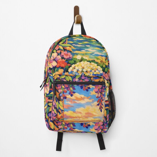 Item preview, Vibrant Floral Ocean Sunset Garden – Colorful Tropical Landscape Illustration designed and sold by EmiliaBassano.