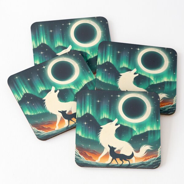 Item preview, Northern Lights Wolf and Fox, Ai Generated Art   designed and sold by ACC .